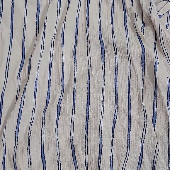 En Cream Mock Wrap Cami Tank Top Small In Off White And Blue Stripped Pattern - Picture 2 of 7